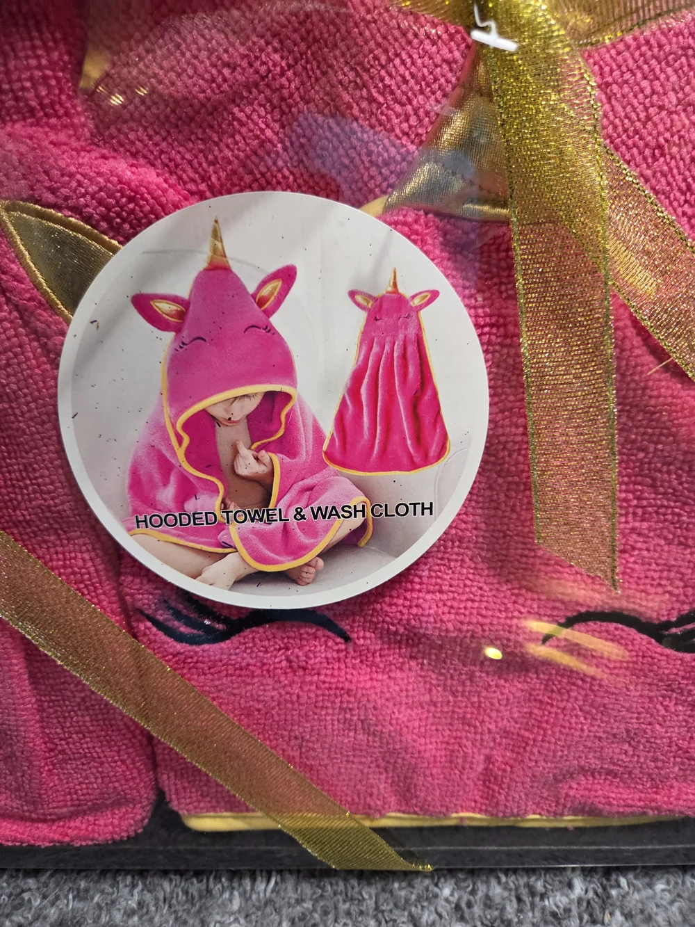 Hot Pink Unicorn Hooded Towel & Wash Cloth Set